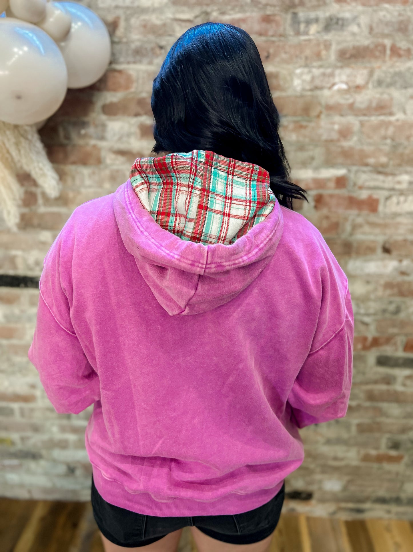 Plaid Mineral Wash Hoodie